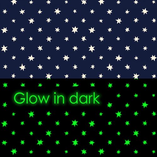 glow in the dark - I wish - stars in navy - designer cotton fabric