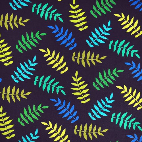 alphabetosaurus - leaves in black - designer cotton fabric