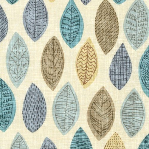 leaves in natural - designer cotton fabric