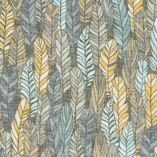 feathers in natural - designer cotton fabric