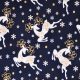 deer in navy and gold - printed cotton fabric